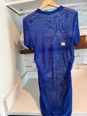 Avidlove Sheer Royal Blue Mesh Bodycon Dress